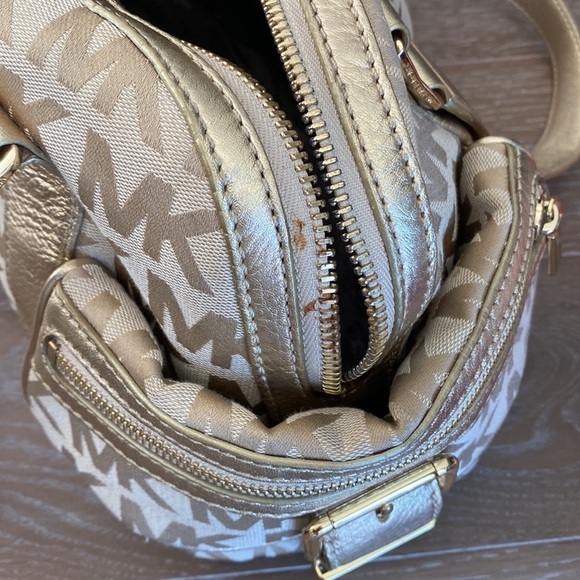 Michael Kors Monogram Handbag | Gold - Picture 10 of 11